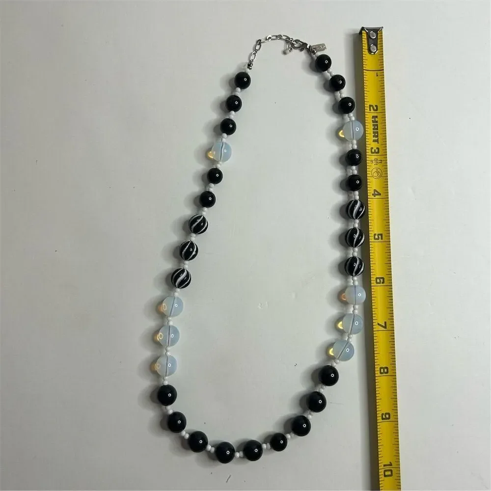 Rachel Black Beaded‎ Necklace Adjustable Chain Clasp Gift